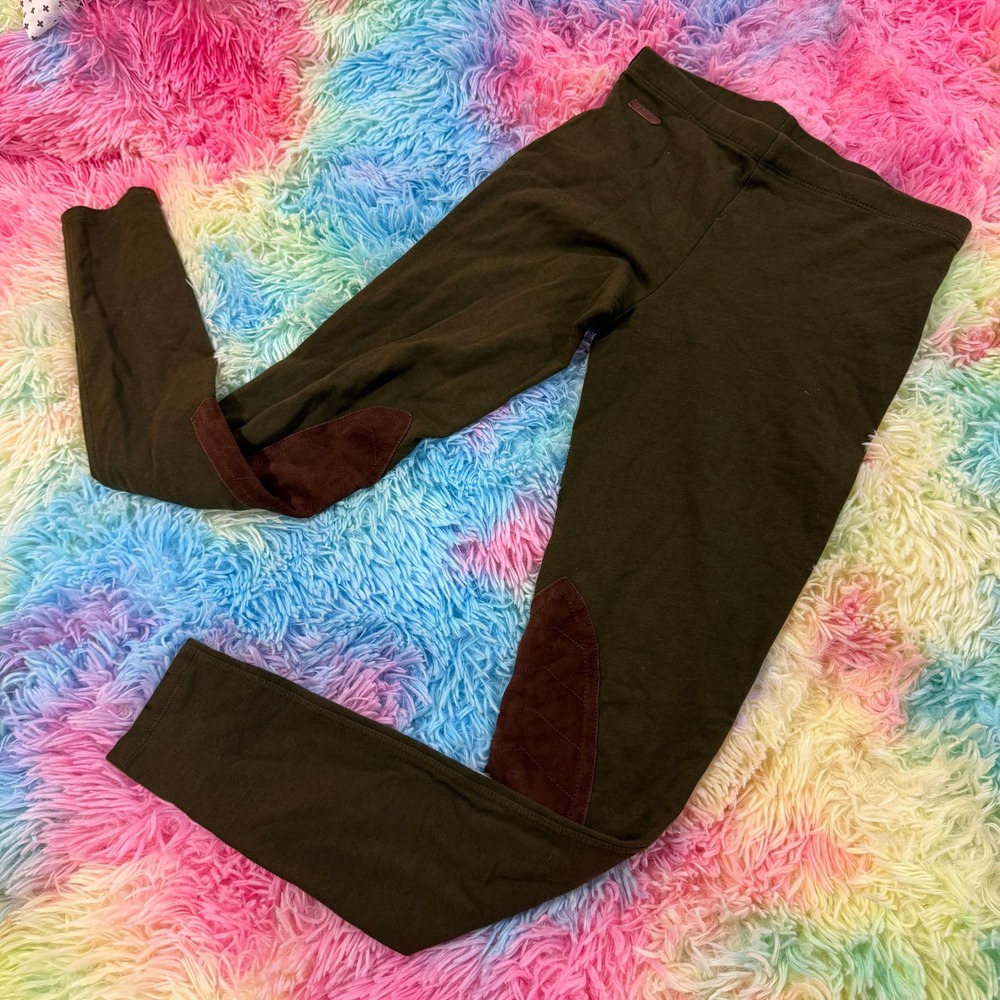 Polo‎ Ralph Lauren Womens XS Olive Green Equestrian Leggings Knee Patches Pima